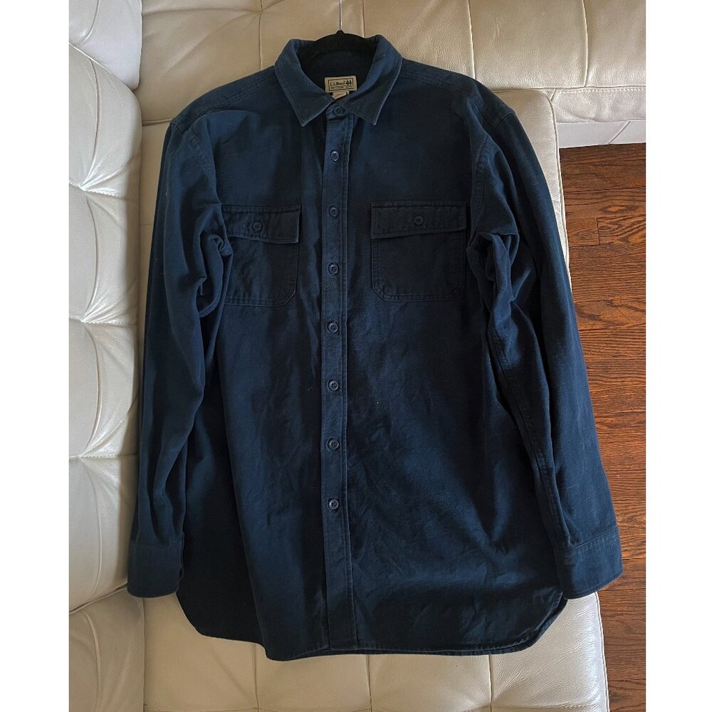 L.L. Bean Chamois Shirt Tall dark blue thick long-sleeve button-down